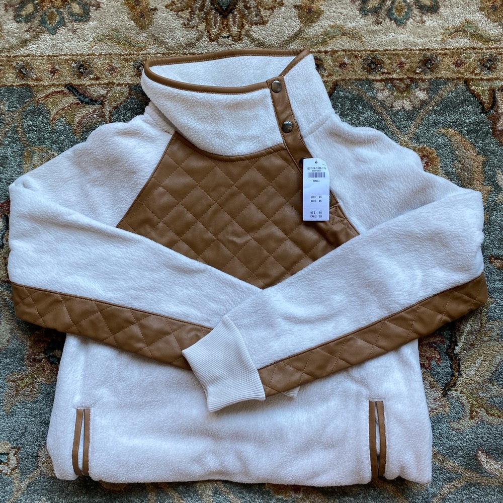 NWT Abercrombie Vegan Leather Fleece
